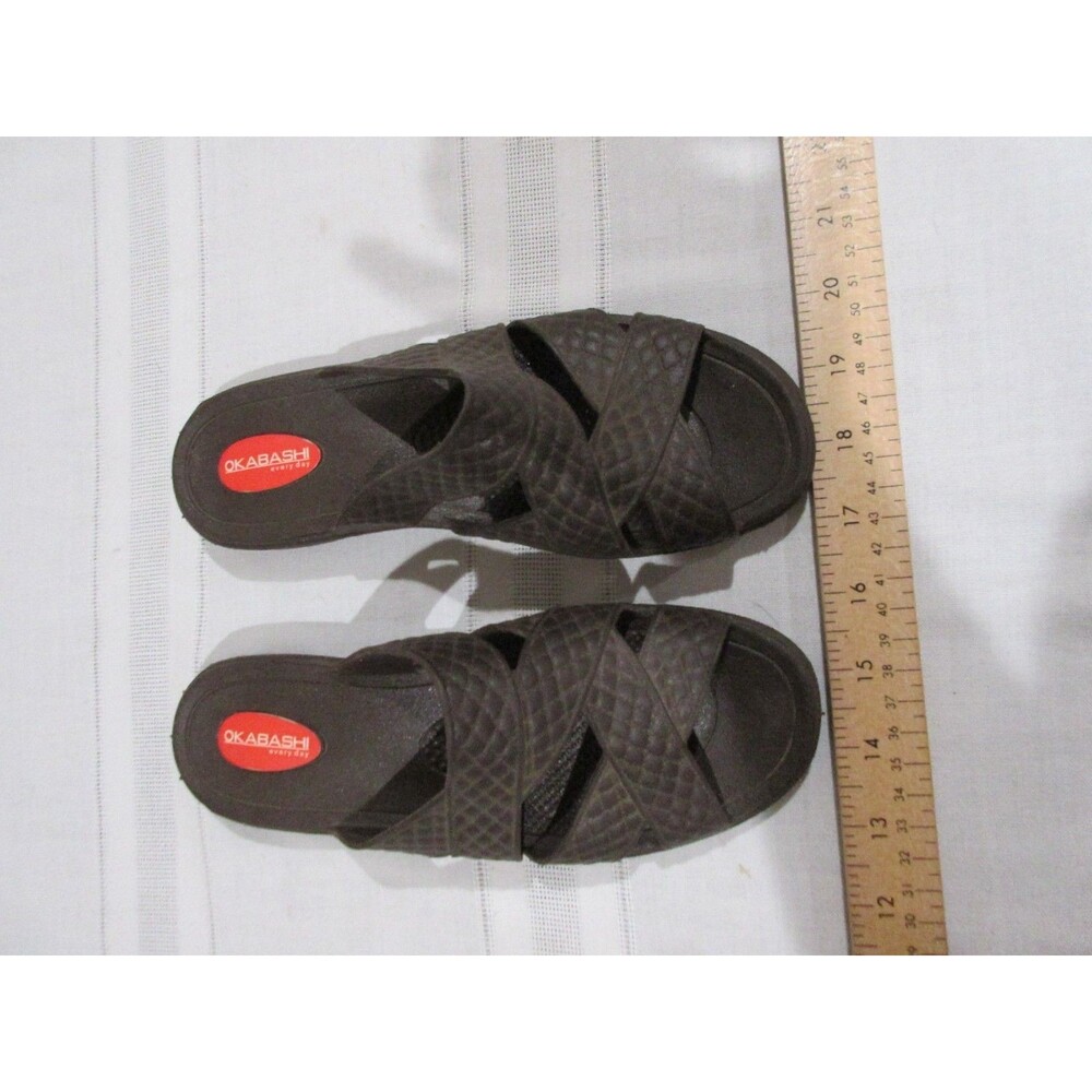 Okabashi Sandals Women Small US 5-6 Brown Slide Flats Waterproof